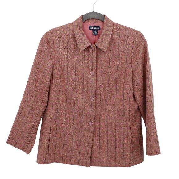 Lands End Wool Jacket Women 16P Pink Classic Preppy Professional Academia Career - Picture 1 of 16